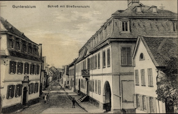 Ak Guntersblum, Schloss mit Straßenansicht