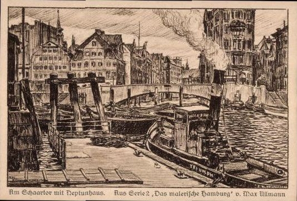 6 Ak im Umschlag, Das malerische Hamburg, Serie II, Max Ullmann
