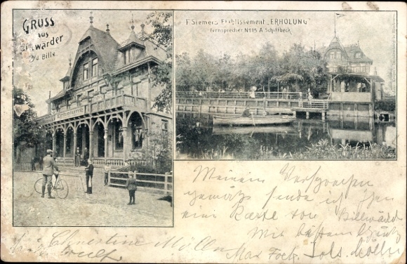 Ak Hamburg Bergedorf Billwerder Billwärder, Etablissement Recreatie, Eigenaar F. Siemer