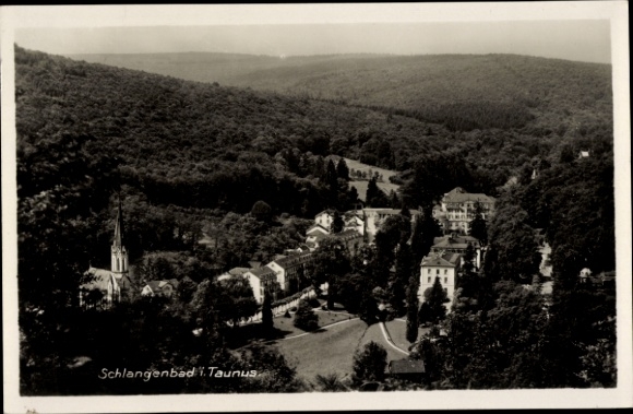 Postcard Snake Bath in the Taunus Hesse, view from. Wilhelmsfelsen, panorama from the town