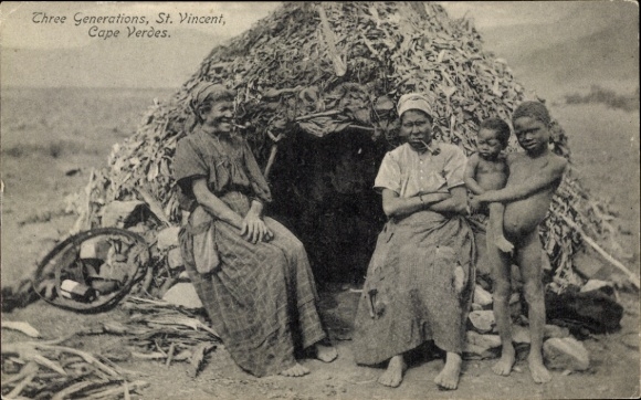 Ak São Vicente Cabo Verde Kap Verde, Drei Generationen, Frauen, Kinder