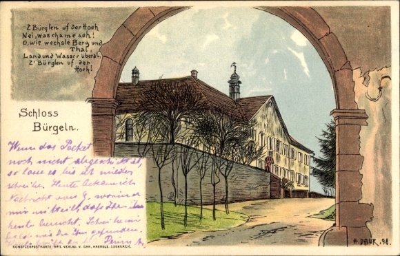 Artist Chromo-Litho Daur, H., Obereggenen Schliengen in the Black Forest, Bürgeln Castle