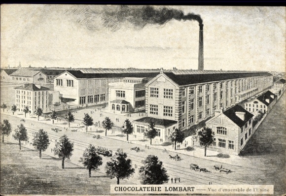 Ansichtkaart Paris XIII, Chocolaterie Lombart, Gezicht op de fabriek, 75 Avenue de Choisy