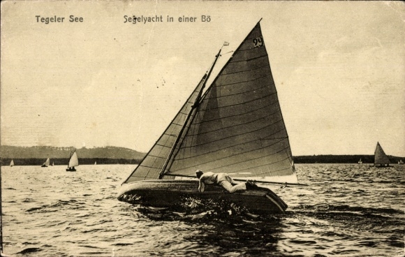 Ak Berlin Köpenick Grünau, Segelyacht, Bö, Langer See