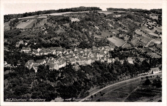 Postcard Nagelsberg Künzelsau Hohenlohekreis, aerial photograph