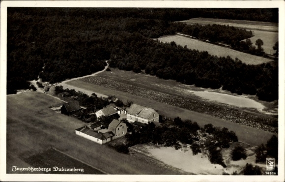 Ak Dubrow Müllrose in de wijk Oder Spree, jeugdherberg Dubrow Berg, luchtfoto
