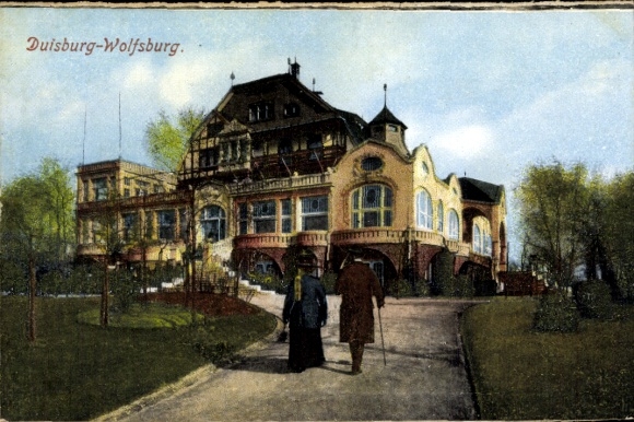 Postcard Duisburg in the Ruhr area, Wolfsburg, buildings, people