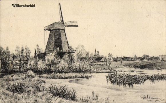 Ak Vilkaviškis Wilkowischki Litauen, Windmühle, Wasserpartie