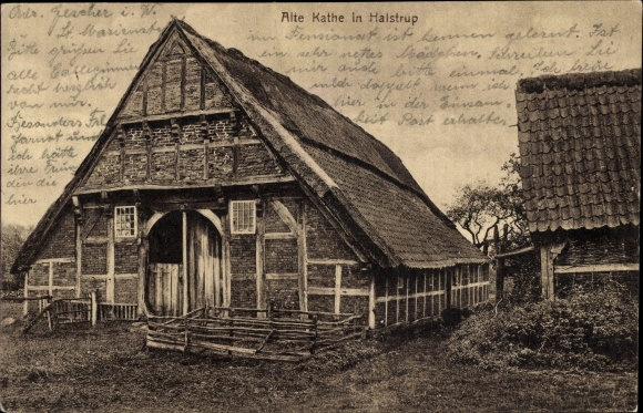 Postcard Halstrup Westerstede in Lower Saxony, Old Kathe, half-timbered house