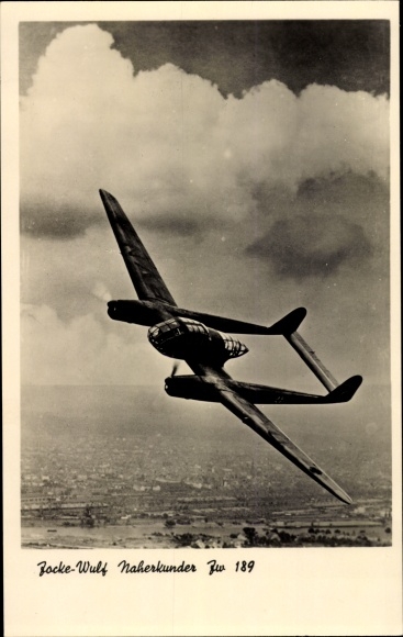 Postcard Focke Wulf, Fw 189 A-1, the latest close reconnaissance aircraft of the German Luftwaffe