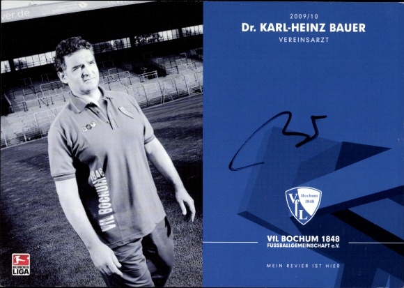 Autogrammkarte Vereinsarzt Dr. Karl Heinz Bauer, VfL Bochum, Autogramm