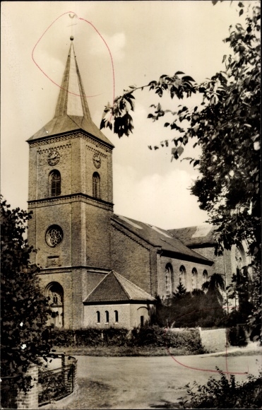 Postcard Oyten in Lower Saxony, church with weather vane