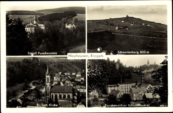 KP Neuhausen im Erzgebirge, zamek Purschenstein, kościół, browar zamkowy, Schwartenberg