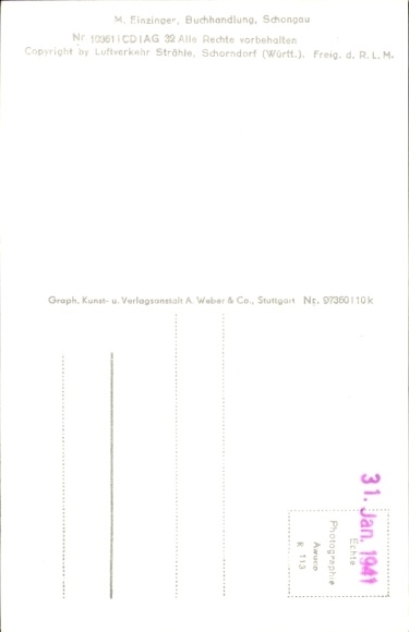 Postcard Schongau in Upper Bavaria, aerial photograph
