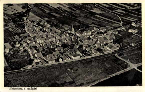 Postcard Untertheres Theres in Lower Franconia, aerial photograph