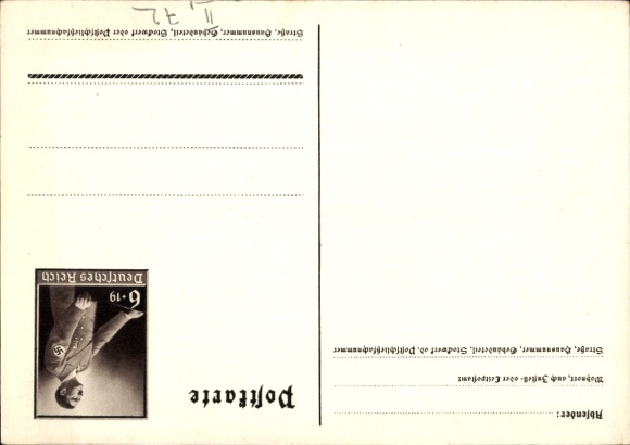 Postal stationery artist Postcard Klein, G., Only one can win and that is us, quote from Adolf Hitler