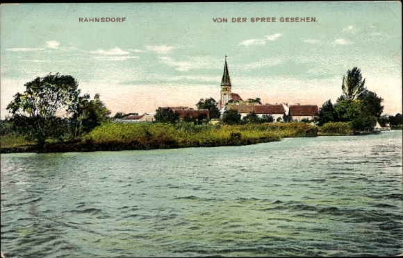 PC Berlin Köpenick Rahnsdorf, view of the town from the Spree, church