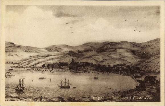Artysta KP Thorshavn Tórshavn Wyspy Owcze Dania, Panorama 1778