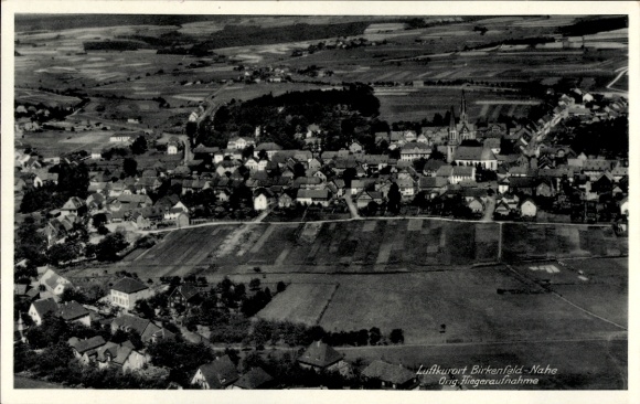 Postcard Birkenfeld an der Nahe, aerial photograph, overall view