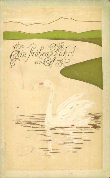 Präge Ak Glückwunsch Neujahr, Schwan