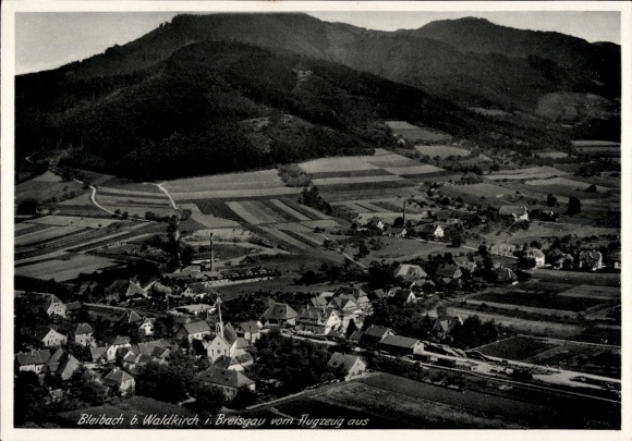 Postcard Bieber near Gelnhausen, aerial photograph of Bleibach, Waldkirch, Breisgau, landscape representation