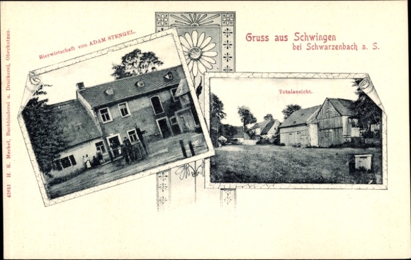 Ak Schwingen Schwarzenbach an der Saale Oberfranken, Bierwirtschaft von Adam Stengel