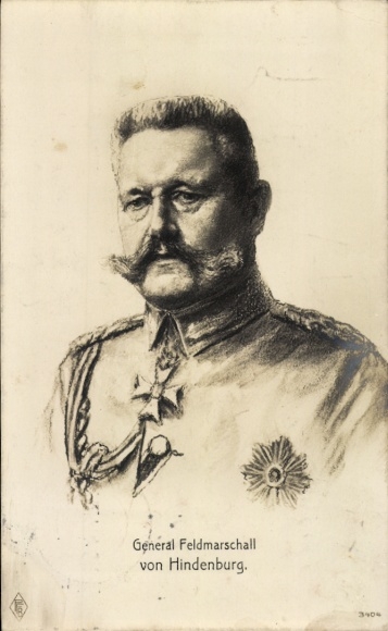 Postcard Field Marshal Paul von Hindenburg