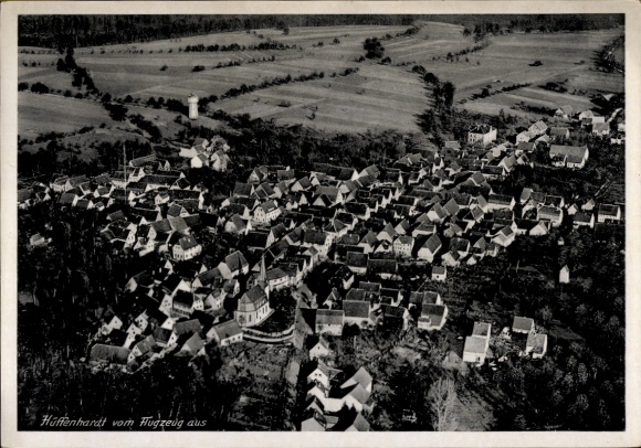 Postcard Hüffenhardt in Baden, aerial photograph