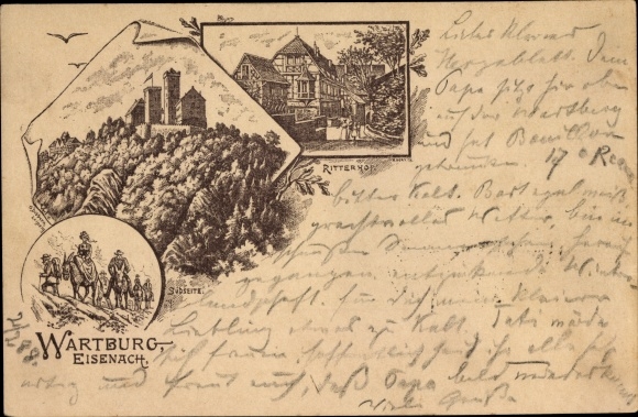 Postwaardestuk voorloper Litho Lutherstadt Eisenach in Thüringen, Wartburg, Ritterhof