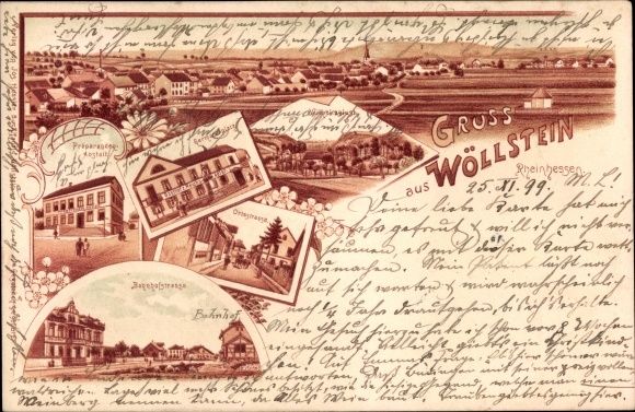 lito Wöllstein w Rheinhessen, Bahnhofstraße, instytut przygotowawczy, Germaniaplatz, widok całkowity