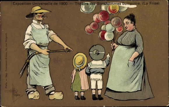 Artist Chromo-Litho Guillaume, Albert, Paris, Expo 1900, Théâtre des Bonshommes Guillaume, Luftballons