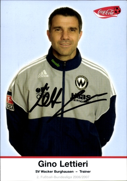 Autogrammkarte Trainer Gino Lettieri, SV Wacker Burghausen, Autogramm