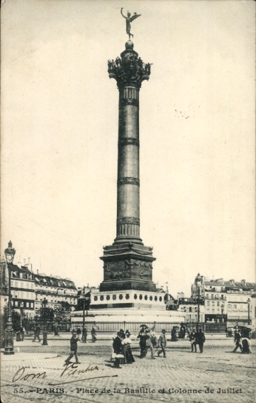 Postcard Paris XI, July Column on the Place de la Bastille