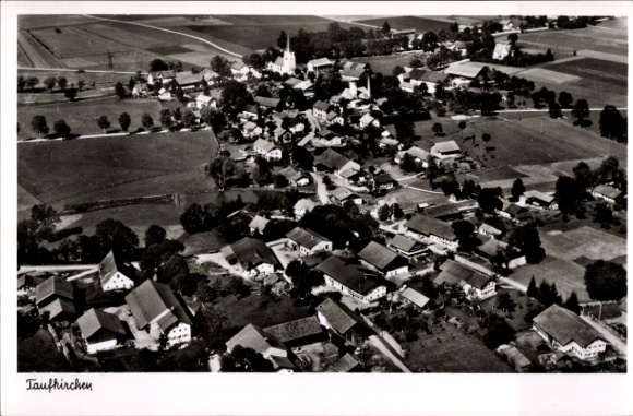 Postcard Taufkirchen near Munich, aerial photograph