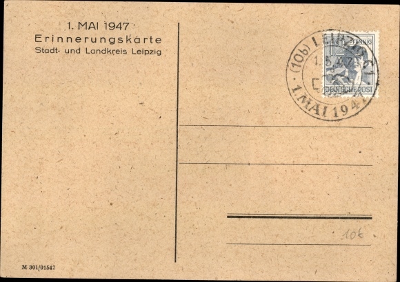 PC Leipzig in Saxony, our reputation, your commitment to May 1, 1947, commemorative card