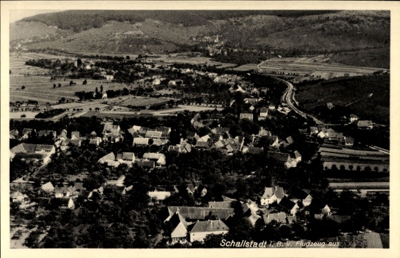 Postcard Schallstadt in the Black Forest Baden, aerial view of houses and landscape