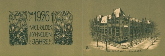 New Year&#39;s Greetings Post Office - Post and Telecommunications Office Schlueterstraße Hamburg Rotherbaum 1926
