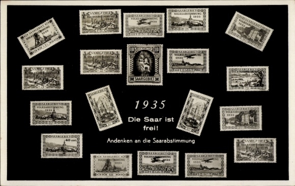 Briefmarken Ak Saarbrücken im Saarland, Saar ist frei, Saarabstimmung, 1935