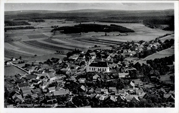 Postcard Denklingen in Schwaben Oberbayern, aerial photograph