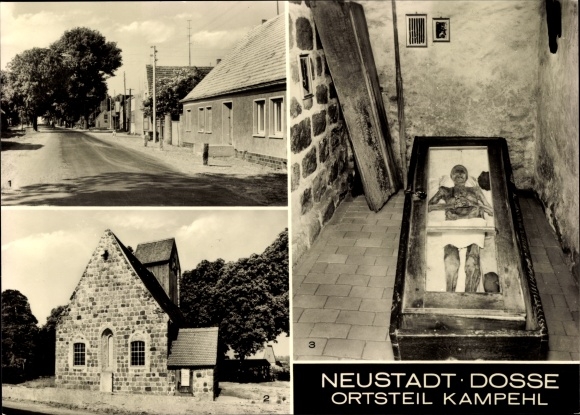 PC Kampehl Neustadt Dosse in Brandenburg, fortified church, non-decomposed corpse d. knight v. bald butz
