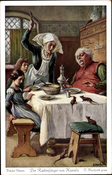 Künstler Ak Herrfurth, Oskar, Der Rattenfänger von Hameln, Märchen, Gebrüder Grimm