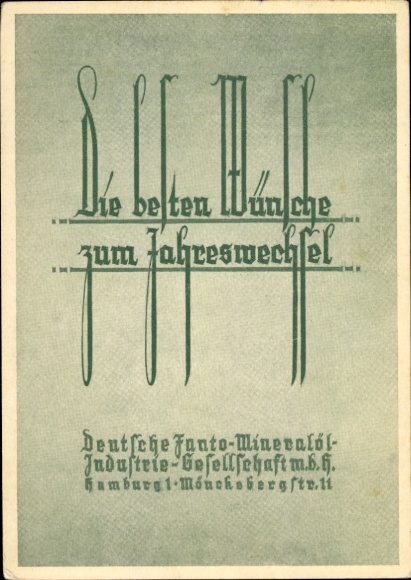 Postal stationery PC Happy New Year, Deutsche Fanto-Mineralöl-Industrie-GmbH, Hamburg