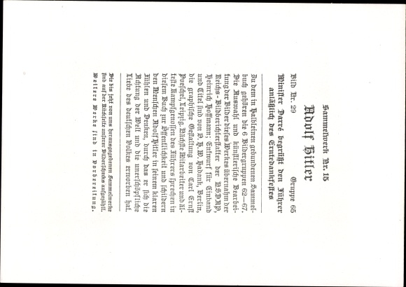 Collection picture Adolf Hitler, Minister Darre, Thanksgiving Day, Collection No. 15 Picture 29