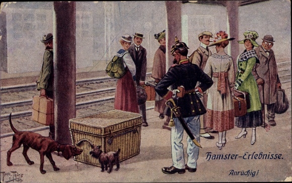 Artist PC Thiele, Arthur, hamster experiences, disreputable, soldier, platform, dogs