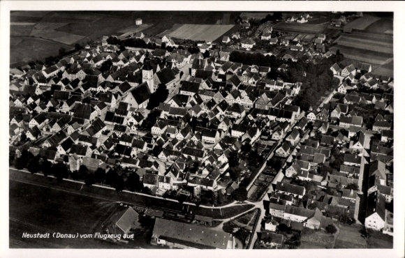 Postcard Neustadt an der Donau Lower Bavaria, aerial photograph