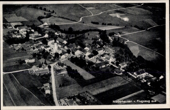 Postcard Niederhausen am Rhein Rheinhausen im Breisgau, aerial photograph