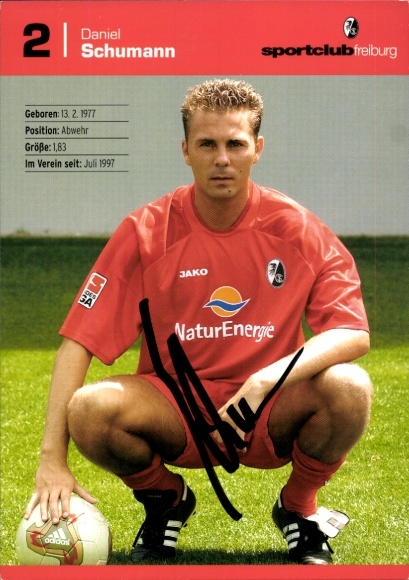 Autograph card footballer Daniel Schumann, SC Freiburg, autograph