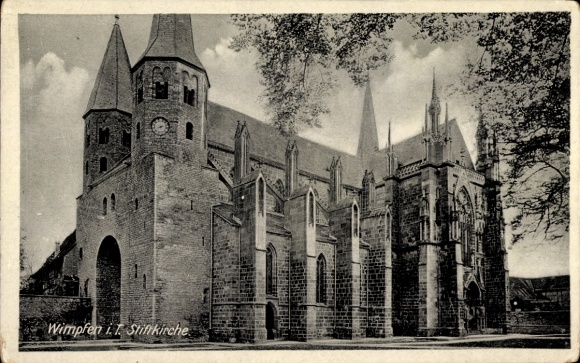 Postcard Bad Wimpfen am Neckar, collegiate church, architecture, towers, stone elements