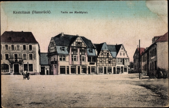 Postcard Kastellaun in the Hunsrück, market place, hotel gag