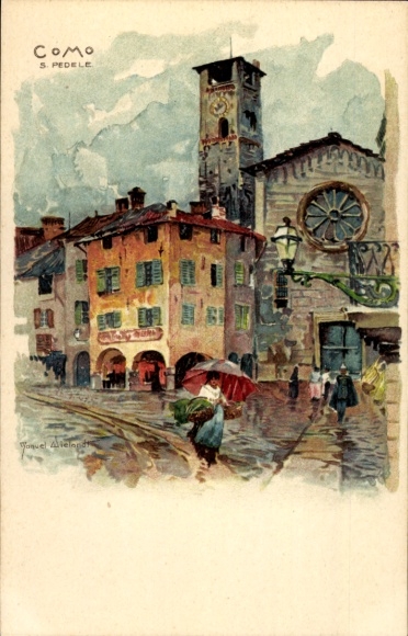 Artist Chromo-Litho Wielandt, M., Como Lombardia, San Fedele